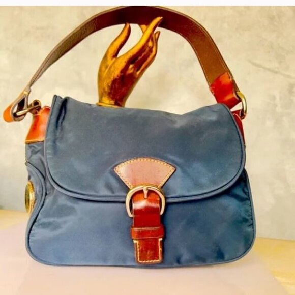 Dooney & Bourke Navy & Brown Purse - Picture 1 of 6